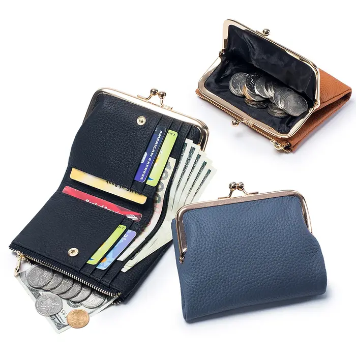 Portefeuille en cuir véritable Kd'appareils Lock pour femme