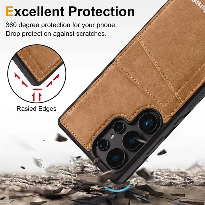Coque de téléphone portefeuille en cuir antichoc de luxe, étui pour Samsung Galaxy S25 edge S25 S24 S23 S22 S21 Ultra Plus avec support de fente pour carte