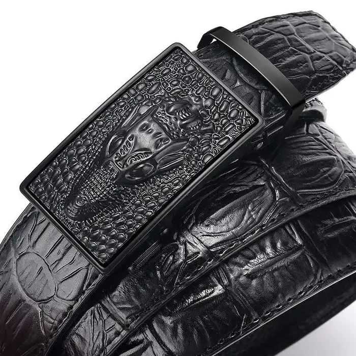 Ceinture en cuir véritable pour hommes, qualité supérieure, marque célèbre de luxe, boucle automatique, motif Crocodile, sangle ZD2137