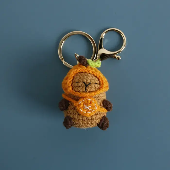 Porte-clés créatif en crochet de dessin animé, pendentif de sac en laine tricotée fait main