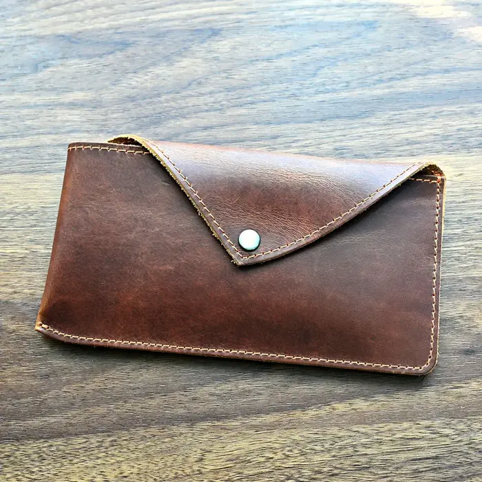 Portefeuille Long en Cuir Véritable pour Homme, Porte-monnaie Fait Main Cuir Crazy Horse pour Téléph