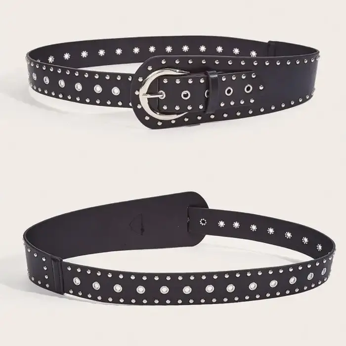 Ceinture noire et marron cloutée de rivets pour femme