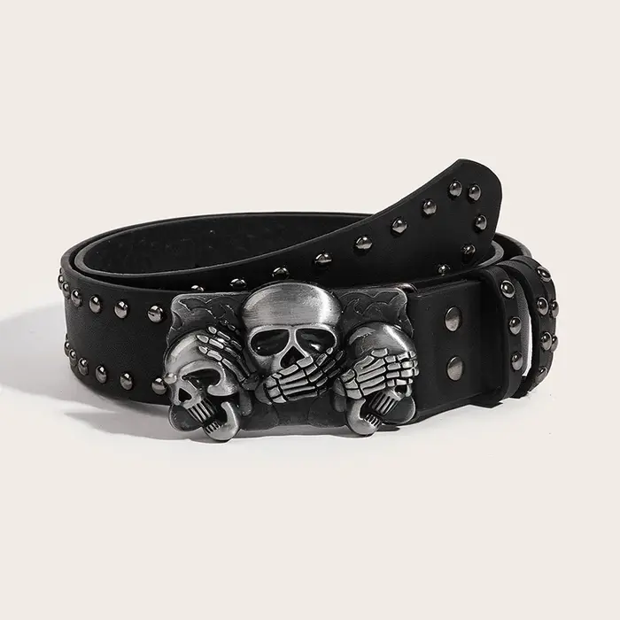 Desinger ceintures pour femmes de haute qualité marque de luxe Punk Goth Rivet noir jean unisexe hommes ceinture patte