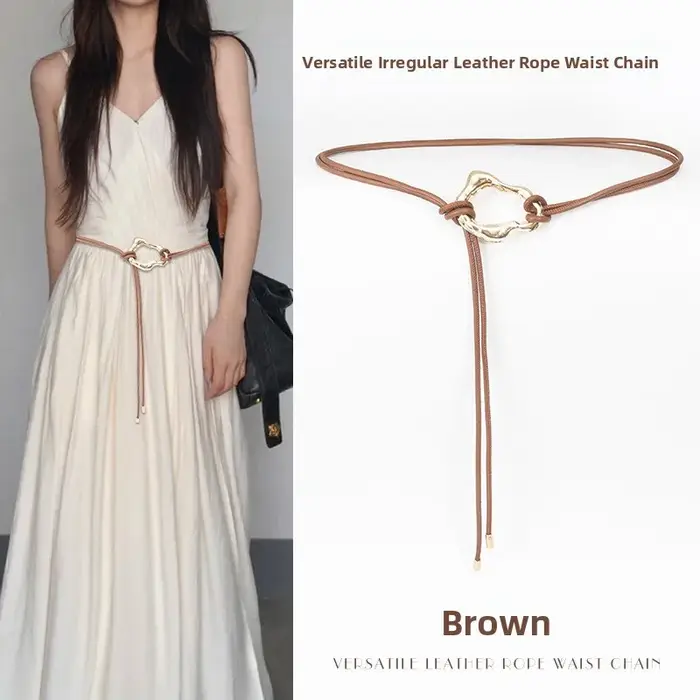 Ceinture de taille en cuir souple avec boucle dorée pour femmes