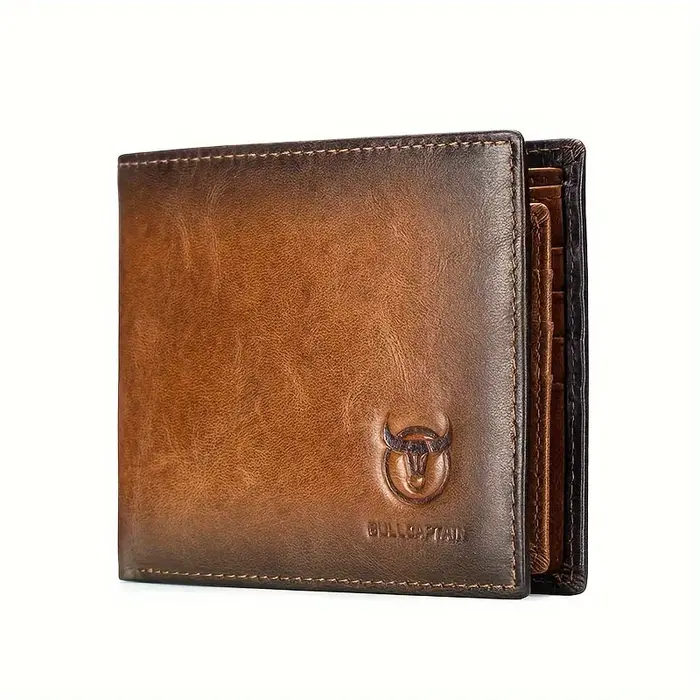 Portefeuille en cuir véritable pour homme, pochette en cuir de vachette première couche, porte-carte