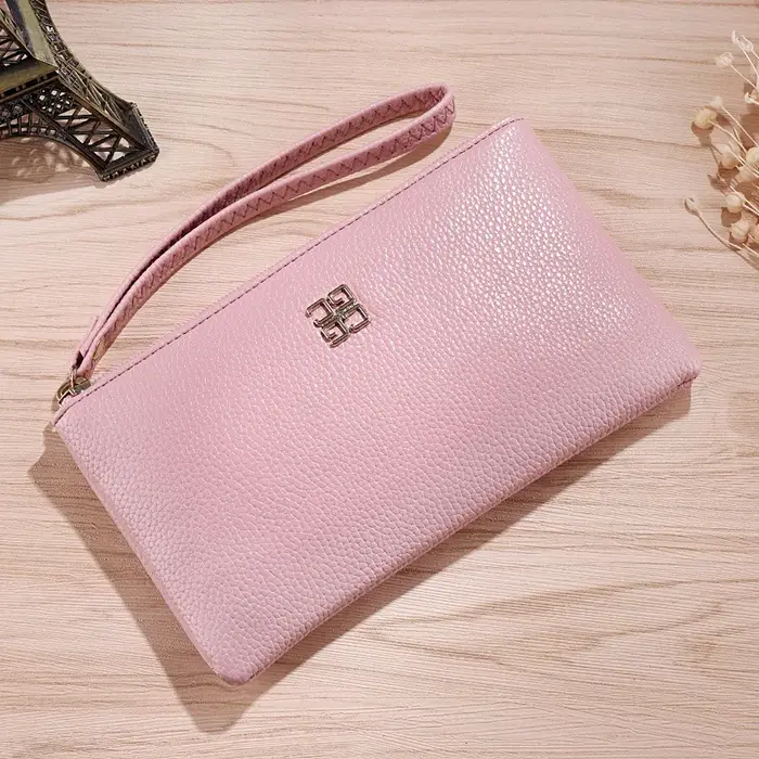 Femmes Long portefeuille décontracté Litchi Grain PU cuir dame fermeture éclair téléphone poche porte-carte de crédit femme sac à main monnaie sac d'argent pochette