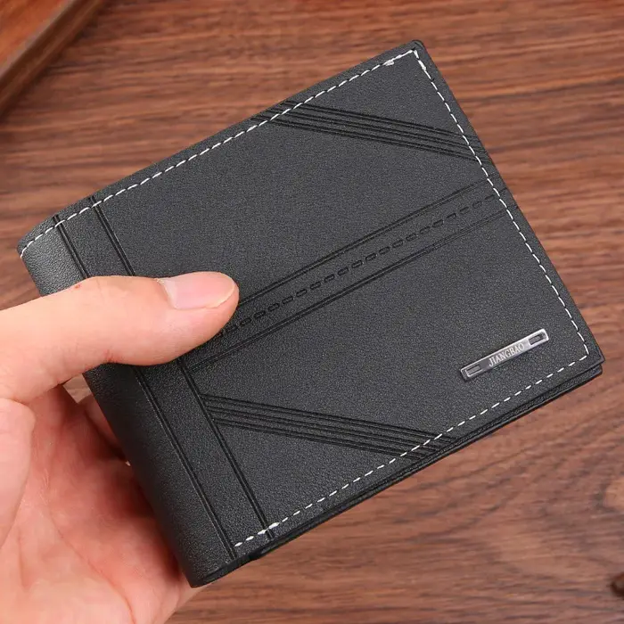 Portefeuille court en cuir souple pour hommes