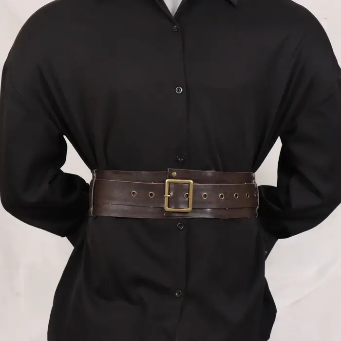 Ceinture large pour femme en cuir PU gothique, style corset sous-poitrine, couleur unie, réglable, a