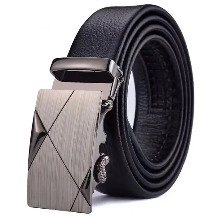 Ceinture pour homme à boucle automatique, en cuir, classique, tendance, polyvalente, à découper sur 