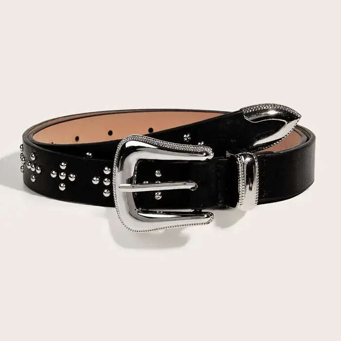Ceinture de style rétro européen et américain avec boucle en métal embossée