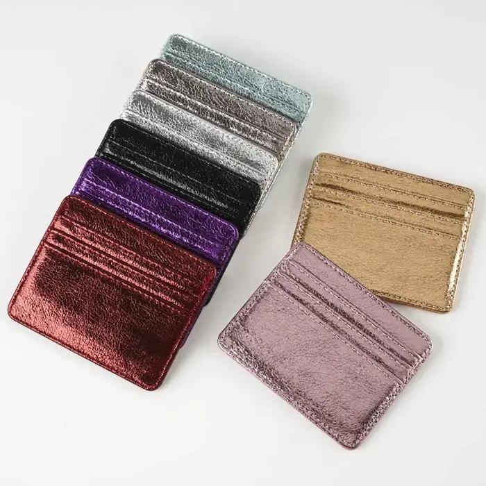 Femmes mince porte-carte portefeuille léger multi-porte-carte étui en cuir Pu carte de crédit argent