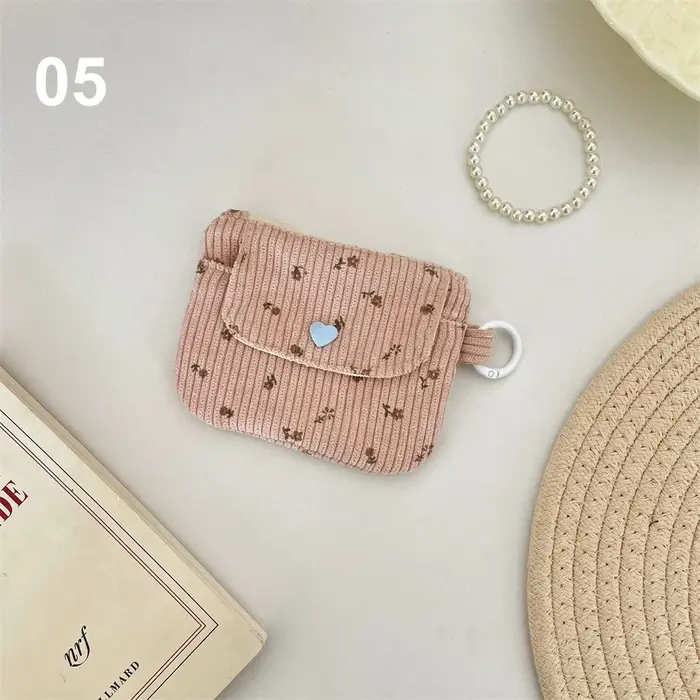 Porte-monnaie en velours côtelé, portefeuille pour femme, porte-cartes à fermeture éclair, pochette pour cartes bancaires et d'identité, trousse à maquillage pour rouge à lèvres