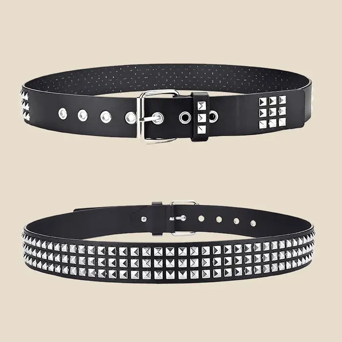 Mode nouvelle perle carrée Rivet ceinture métal pyramide ceinture hommes et femmes Punk matériel jea