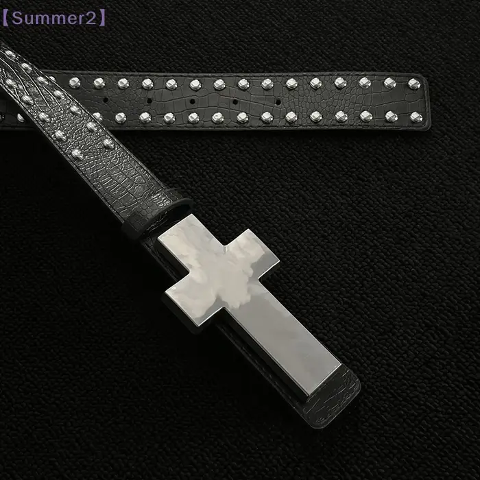 【Xia2】Ceinture Punk à Clous Croisés pour Hommes et Femmes