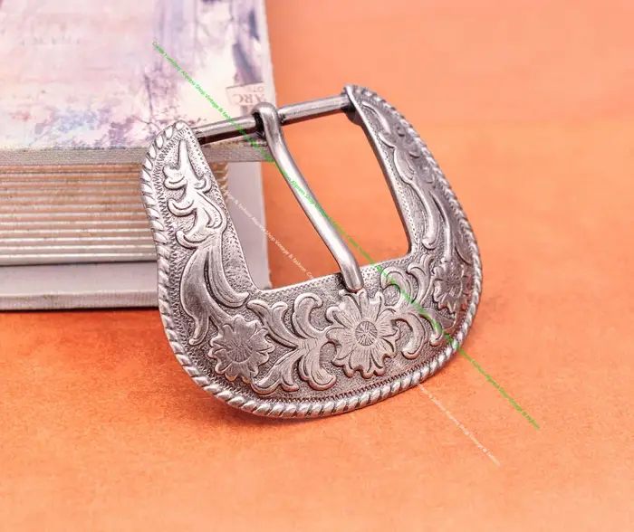 Boucle ardillon de barre d'extrémité en argent massif, ensemble de 3 pièces, bricolage, maroquinerie, Cowboy occidental, fleur, boucle de ceinture de remplacement adaptée à 38mm