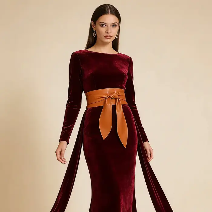 Ceinture Obi large pour femme en cuir PU souple