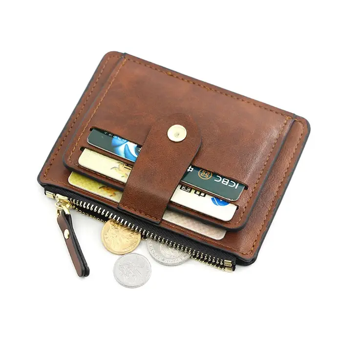 Portefeuille en cuir mince avec poche à monnaie pour hommes et femmes, petit porte-carte d'identité de crédit, sac d'argent, étui, mini sac à main d'affaires, mode