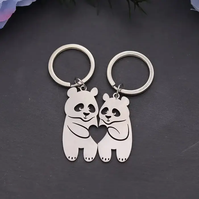 Porte-clés romantique en forme de cœur et de Panda