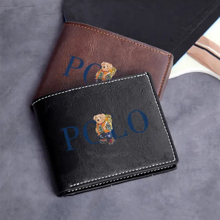 Portefeuille en cuir PU brodé POLO BEAR pour homme