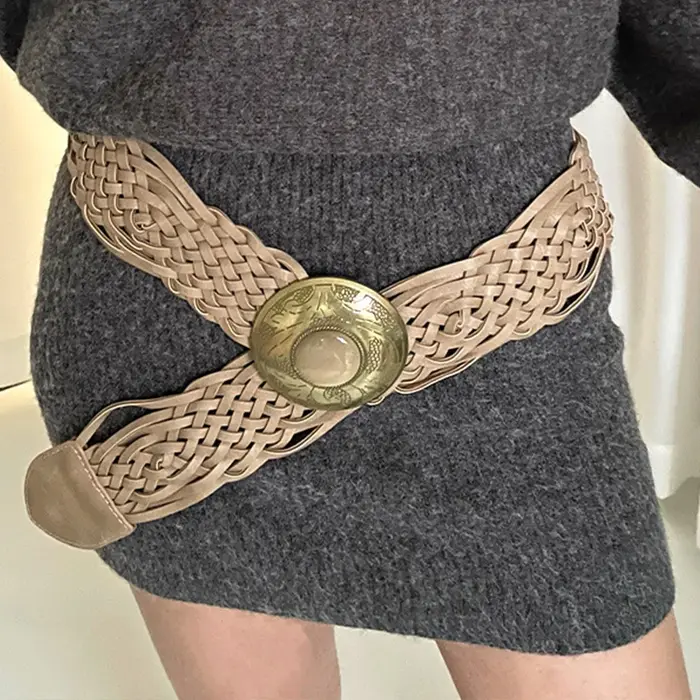 Ceinture large tissée bohème