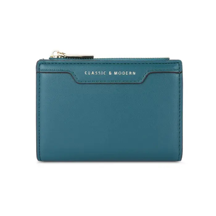 Portefeuille en cuir PU avec fermeture éclair solide pour femme