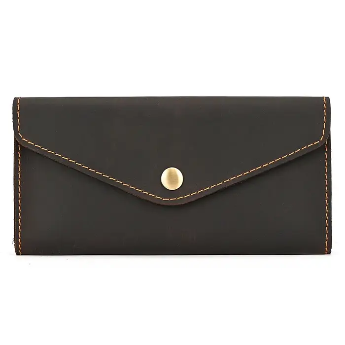 Portefeuille de luxe pour homme, porte-monnaie portable unisexe en cuir Crazy Horse, rabat rétro, vé