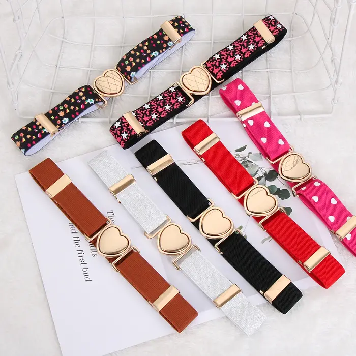 Ceinture élastique ajustable en forme de cœur pour fille