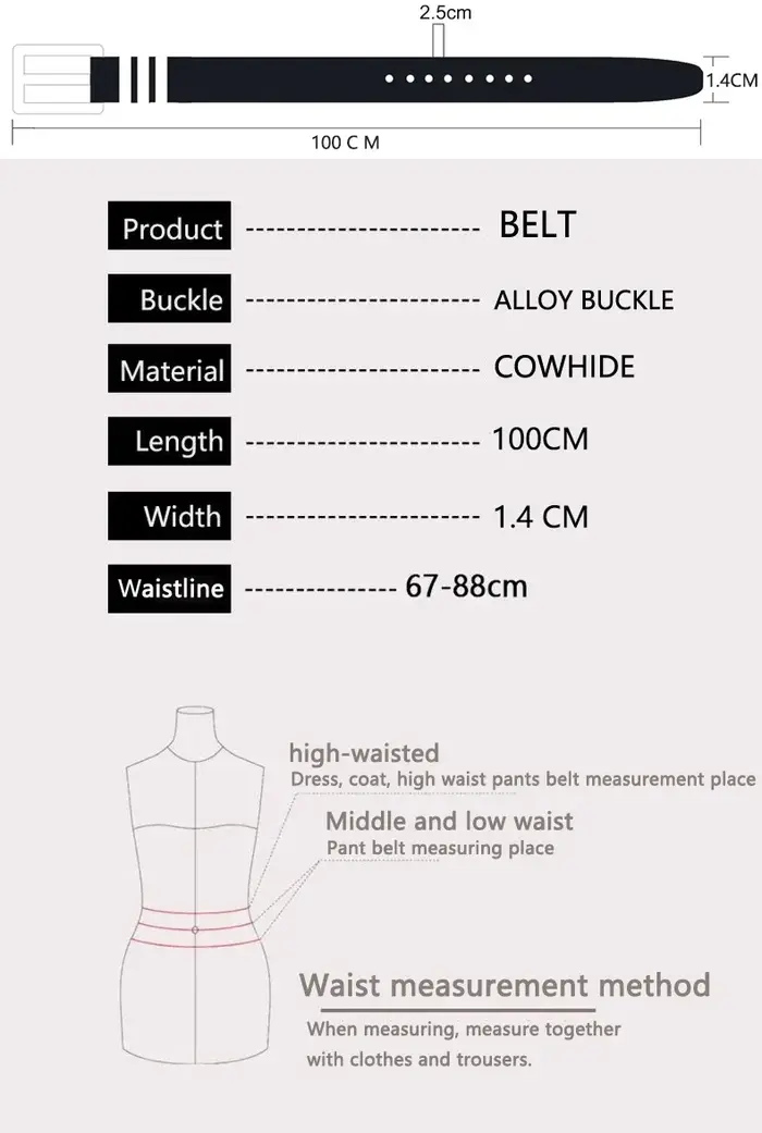 RICYGVM jean pantalon ceinture pour femmes trou complet en cuir ceintures mode Simple boucle ardillon