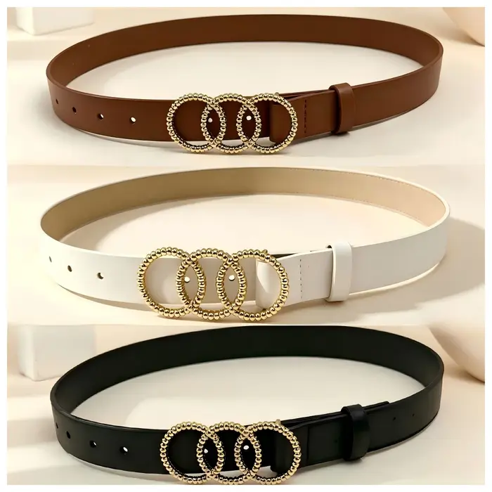 3 ceintures pour femmes, couleur simple et pure, style bohème, adaptées aux jupes et aux jeans, à la