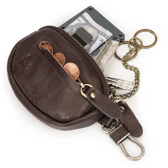 KAVIS porte-monnaie en cuir véritable hommes portefeuille Mini court fermeture éclair sacs à main souples sac à clés cadeau pour poche d'argent petit support pour clé