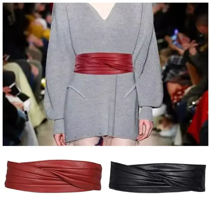 Ceinture large élastique élégante et réglable pour femme, sans boucle, classique, pour la décoration