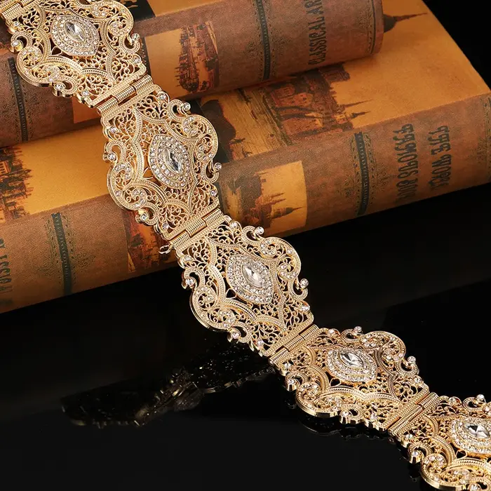 Ceinture de mode pour femmes du Moyen-Orient - Accessoire luxueux de mariage et de banquet de style vintage pour robes arabes