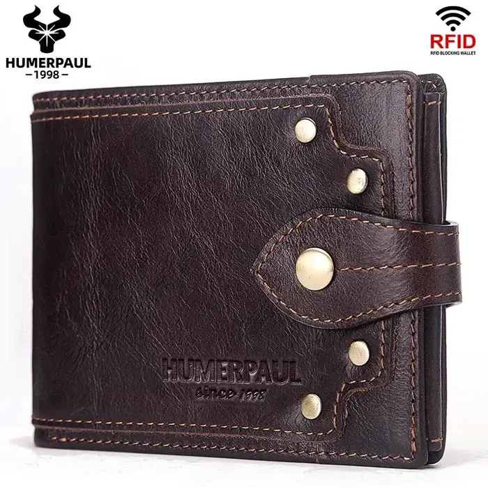 LAREET Fashion100 % portefeuille en cuir véritable pour hommes mince minimaliste exquis ID avec porte-monnaie poche blocage porte-carte de crédit
