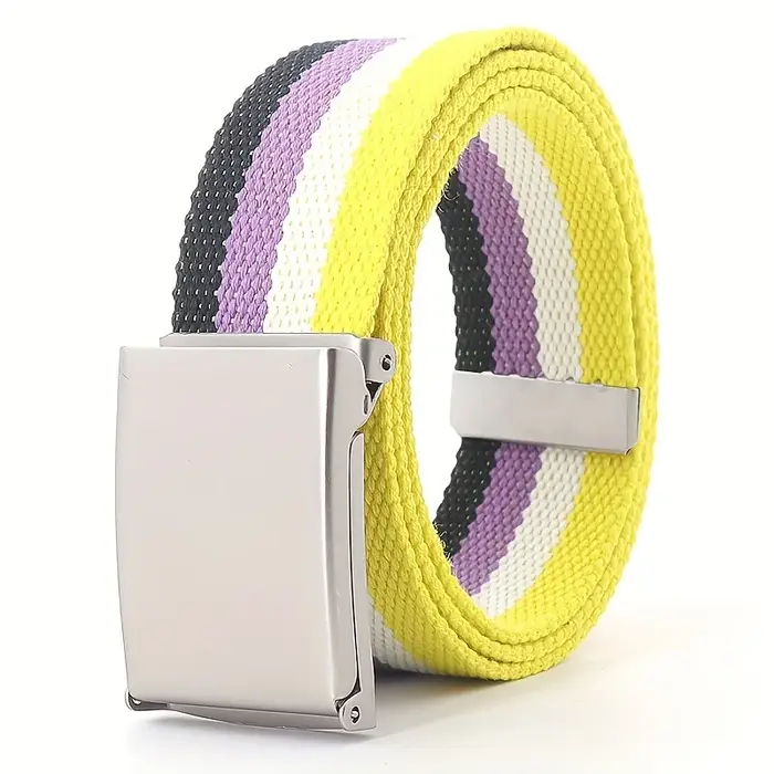 Ceinture en toile Rainbow Pride avec boucle carrée – Polyvalente et élégante pour les jeans