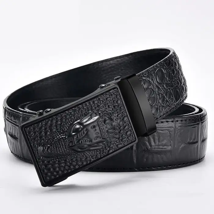 Ceinture en cuir véritable pour hommes, qualité supérieure, marque célèbre de luxe, boucle automatique, motif Crocodile, sangle ZD2137