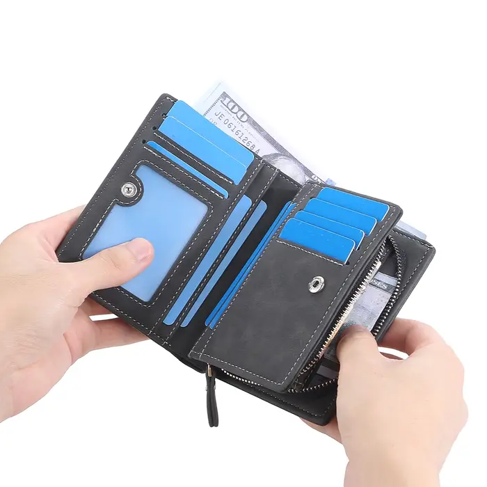 Nouveaux portefeuilles en cuir pour hommes de haute qualité fermeture éclair court design portefeuille Hipster porte-cartes de crédit Inserts porte-monnaie Vintage Walltes