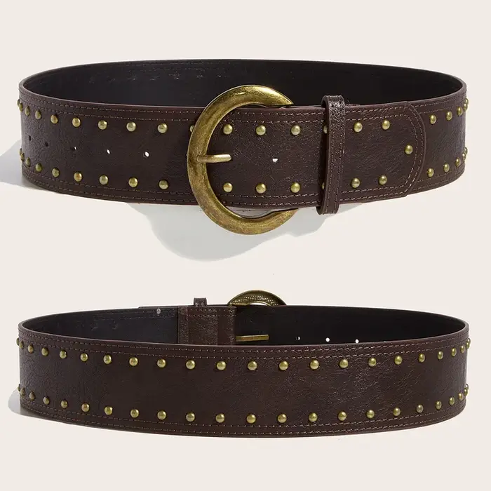 Ceinture large haut de gamme pour femmes, minimaliste, marron, Western Cowgirl, décoration gothique,