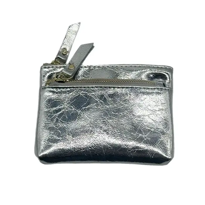 Porte-monnaie en cuir portable à double fermeture éclair