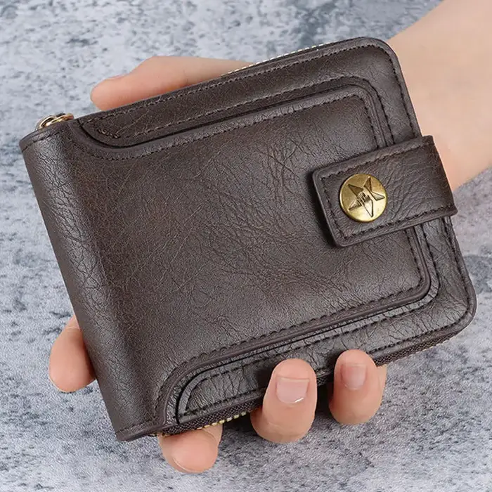Portefeuille pour homme en PU avec fermeture éclair