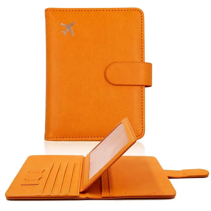 Couverture de passeport en cuir PU pour hommes et femmes, porte-passeport de voyage avec porte-carte