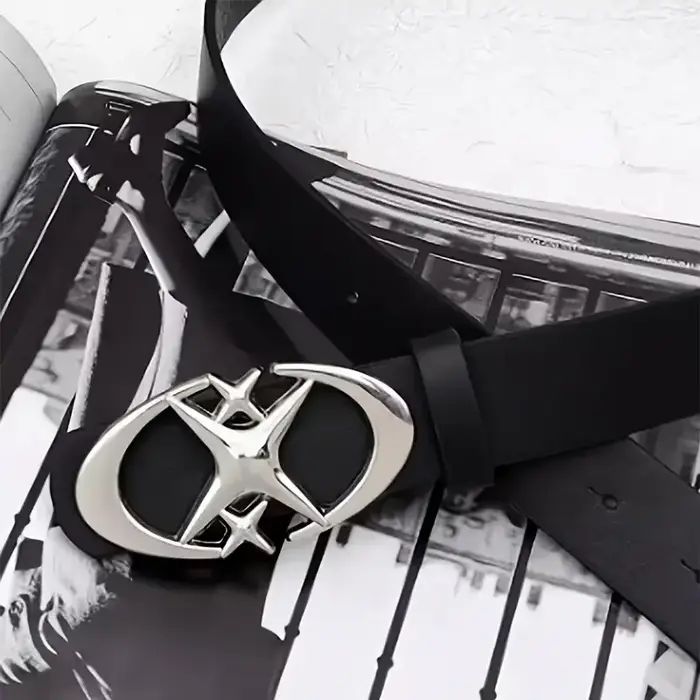 Ceinture à boucle ovale à Double croissant de lune