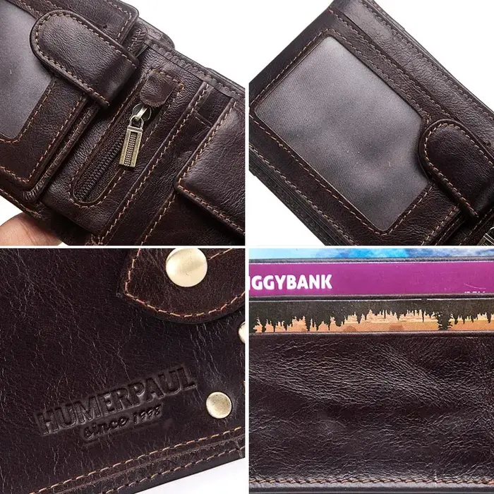 LAREET Fashion100 % portefeuille en cuir véritable pour hommes mince minimaliste exquis ID avec porte-monnaie poche blocage porte-carte de crédit