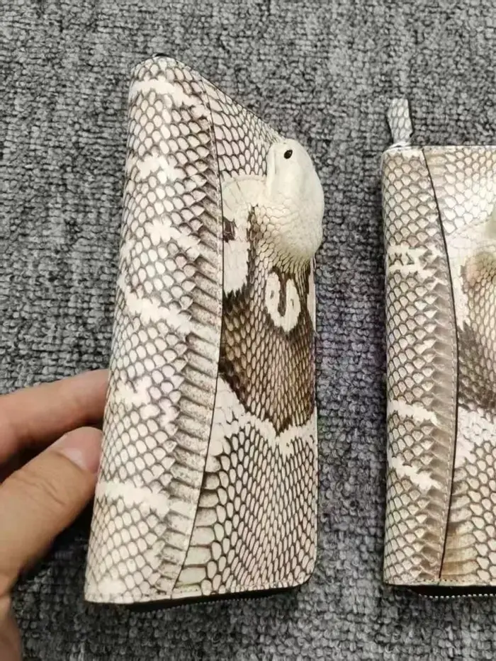Portefeuille Homme en Cuir Véritable de Haute Qualité, Motif Peau de Serpent, Pochette de Luxe Décontractée pour Homme, Porte-Cartes Long Tendance