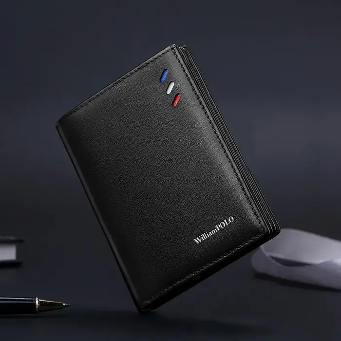 Portefeuille en cuir véritable pour hommes, porte-cartes de style court à la mode, pièce de monnaie multifonctionnelle d'hectare