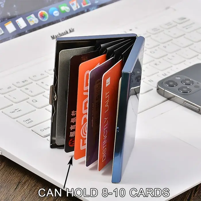 Rfid Business porte-carte de crédit hommes femmes portefeuille minimaliste en aluminium porte-carte bancaire avec pince à billets Designer Porte Carte