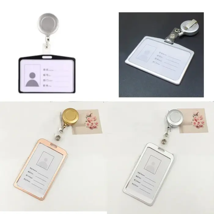 Porte-carte de crédit portefeuille en alliage d'aluminium nom de employé couverture de carte d'identité en métal travail identité Badge ID étui d'affaires
