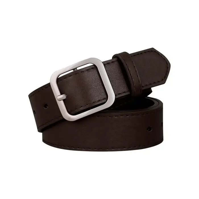 Ceinture en cuir PU pour femmes, boucle carrée, boucle ardillon, jean noir, Chic, marque de luxe, sa