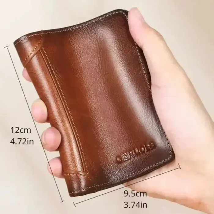 Hommes portefeuille en cuir véritable Rfid blocage à trois volets