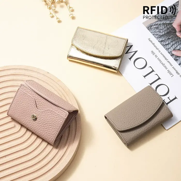 Nouveau portefeuille court en cuir véritable pour femmes