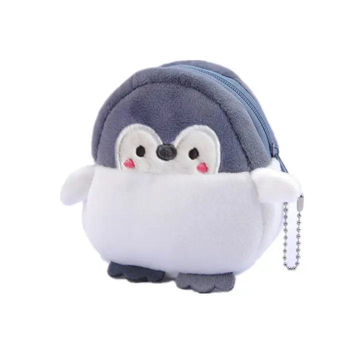 Porte-monnaie pour femmes, Mini pochette, mignon petit pingouin en peluche, porte-monnaie à fermetur
